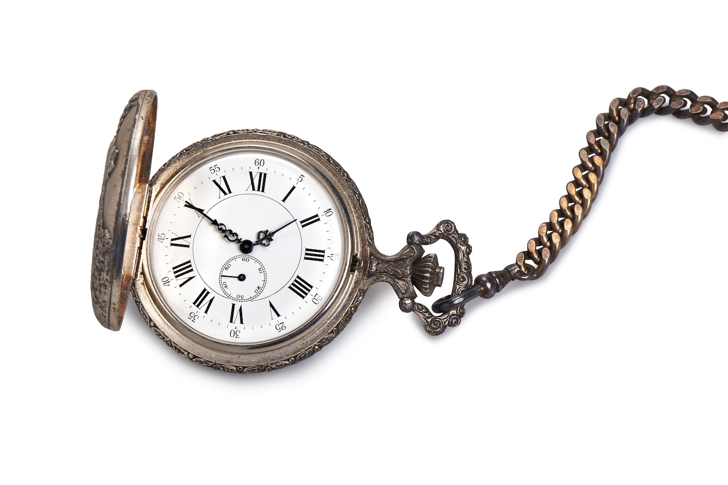 Antique pocket watch isolated on white backgroun